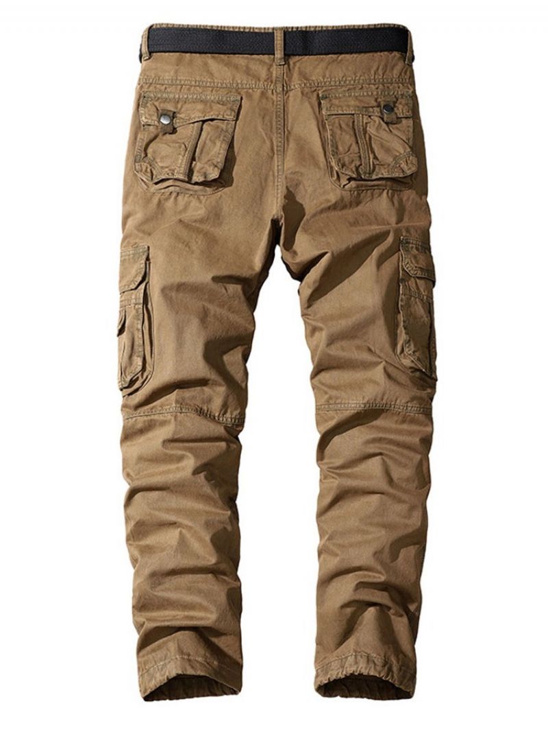 Cargo Pants Pocket Ίσιο Μονόχρωμο Αντρικό Καθημερινό Παντελόνι Με Μέση Μέση Τεσσάρων Εποχών