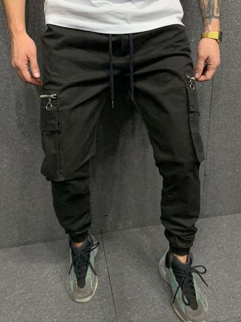 Cargo Pants Pocket Pencil Pants Απλό Ανδρικό Παντελόνι Με Μέση Μέση