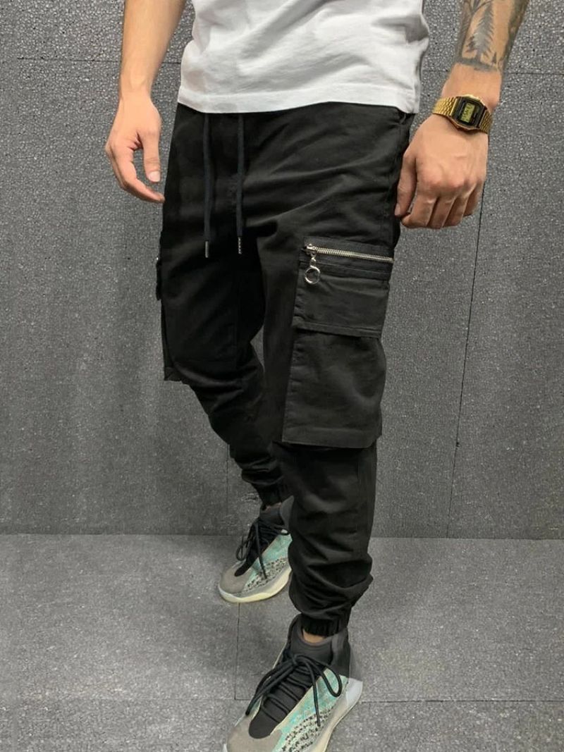 Cargo Pants Pocket Pencil Pants Απλό Ανδρικό Παντελόνι Με Μέση Μέση