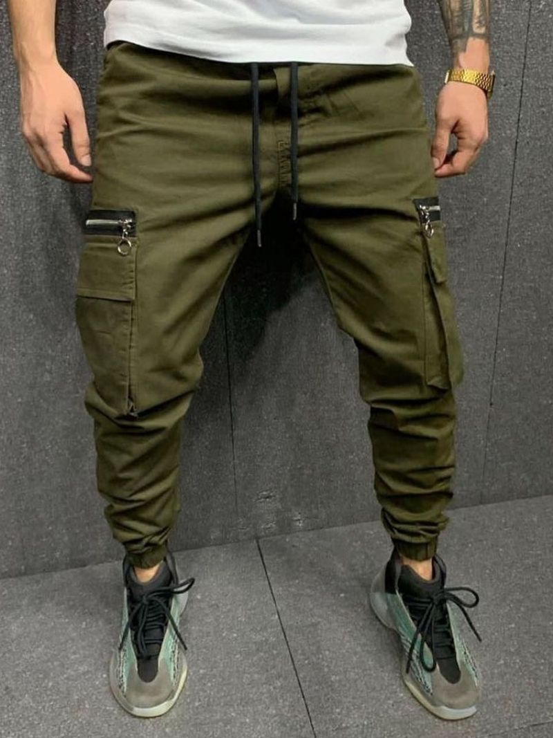 Cargo Pants Pocket Pencil Pants Απλό Ανδρικό Παντελόνι Με Μέση Μέση