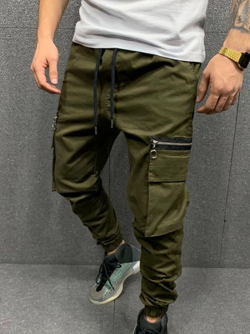 Cargo Pants Pocket Pencil Pants Απλό Ανδρικό Παντελόνι Με Μέση Μέση