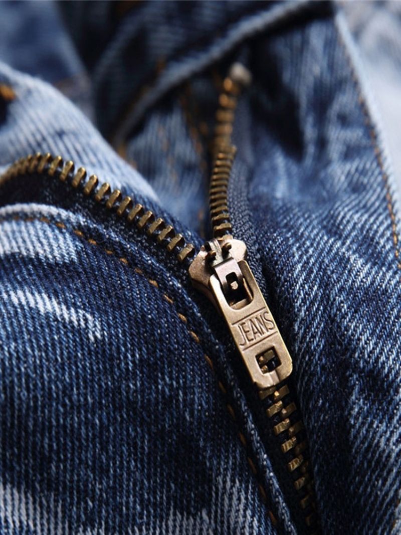 Ανδρικό Μπλε Τζιν Σε Ίσια Τσέπη Casual Zipper