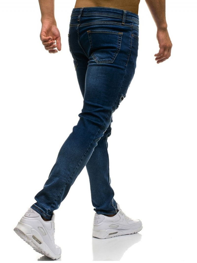 Απλό Inelastic Worn Ανδρικό Casual Ripped Jeans