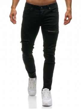 Απλό Inelastic Worn Ανδρικό Casual Ripped Jeans