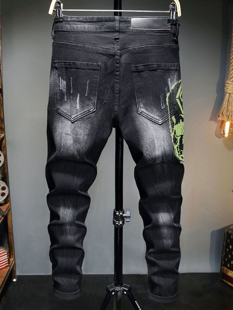 Εκτύπωση Μπλοκ χρώματος Fashion Zipper Jeans