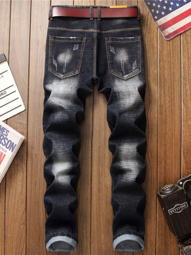 Κέντημα Μπλοκ χρώματος Zipper Fashion Jeans