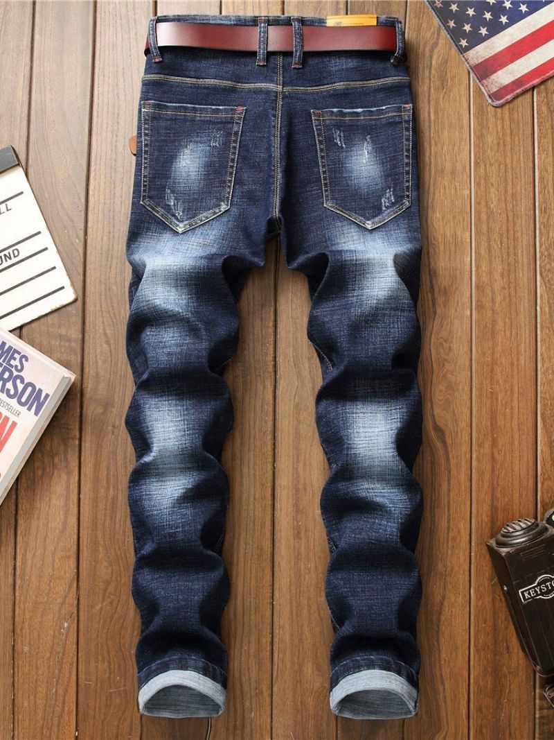 Κέντημα Μπλοκ χρώματος Zipper Fashion Jeans