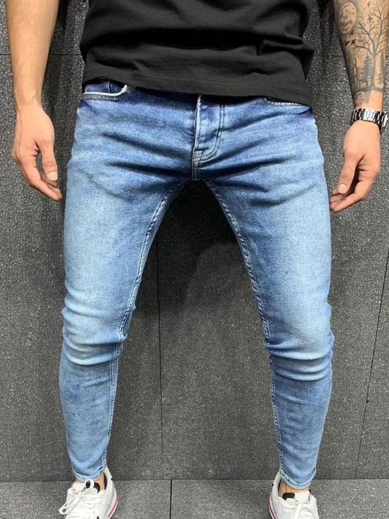 Παντελόνι Μολύβι Zipper Zipper Ανδρικό Casual Τζιν