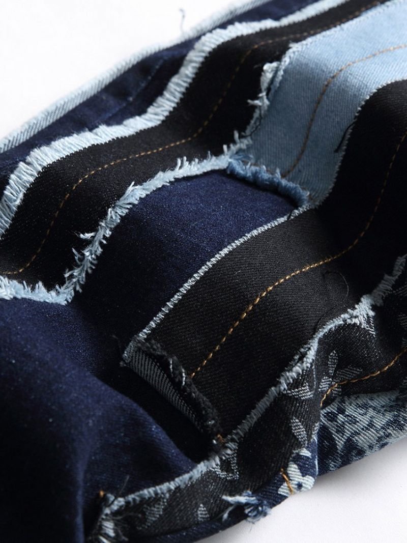 Patchwork Μπλοκ χρώματος Zipper European Jeans