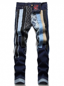 Patchwork Μπλοκ χρώματος Zipper European Jeans