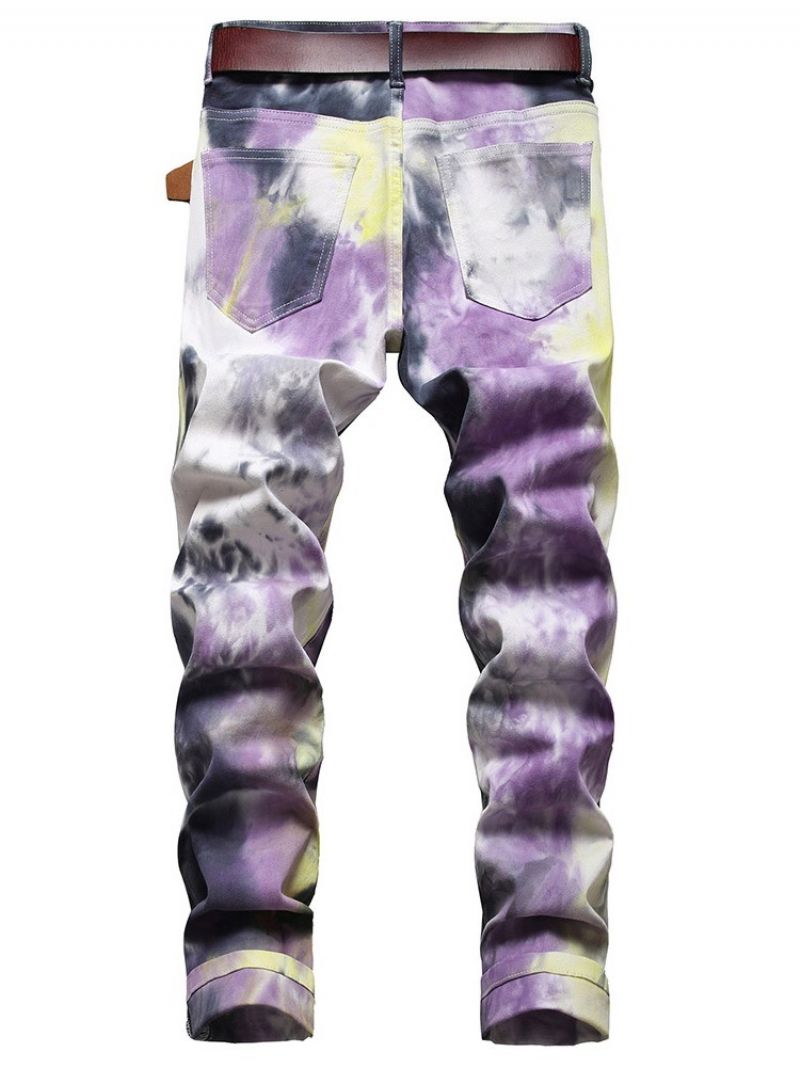 Τζιν Tie-Dye Straight Zipper Mid Waist