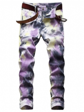 Τζιν Tie-Dye Straight Zipper Mid Waist