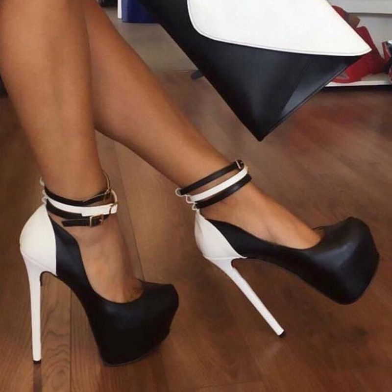 Αντλίες Φτέρνας Stiletto Platform Μπλοκ χρώματος Pu