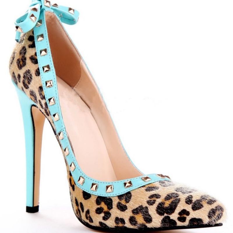 Γυναικείες Αντλίες Rivet Leopard Stiletto Heel Μυτερό Φιόγκο