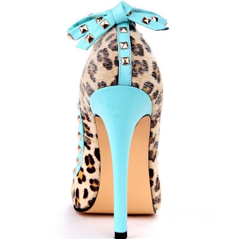 Γυναικείες Αντλίες Rivet Leopard Stiletto Heel Μυτερό Φιόγκο