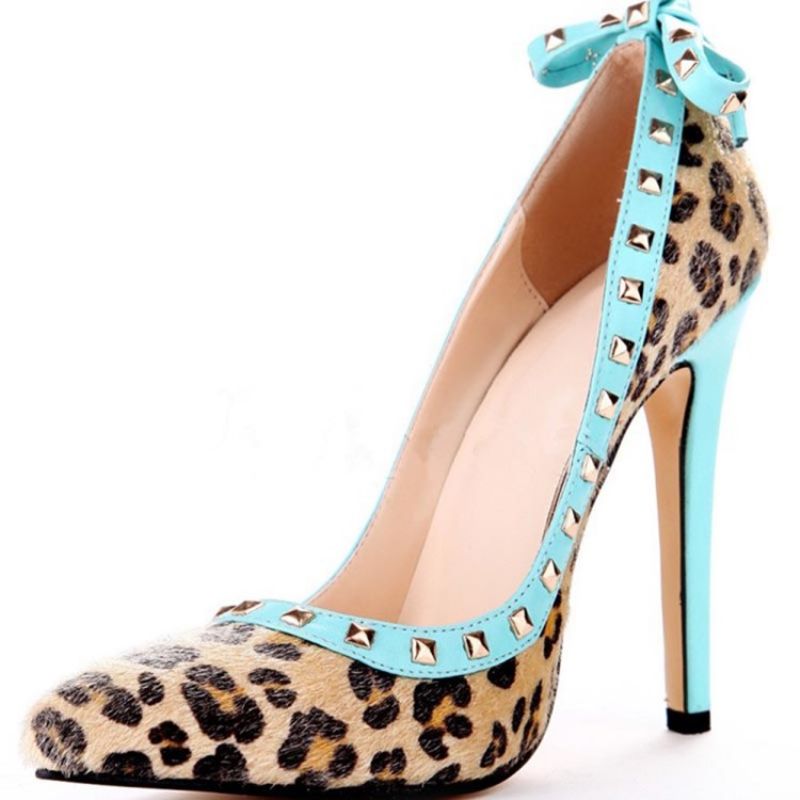 Γυναικείες Αντλίες Rivet Leopard Stiletto Heel Μυτερό Φιόγκο