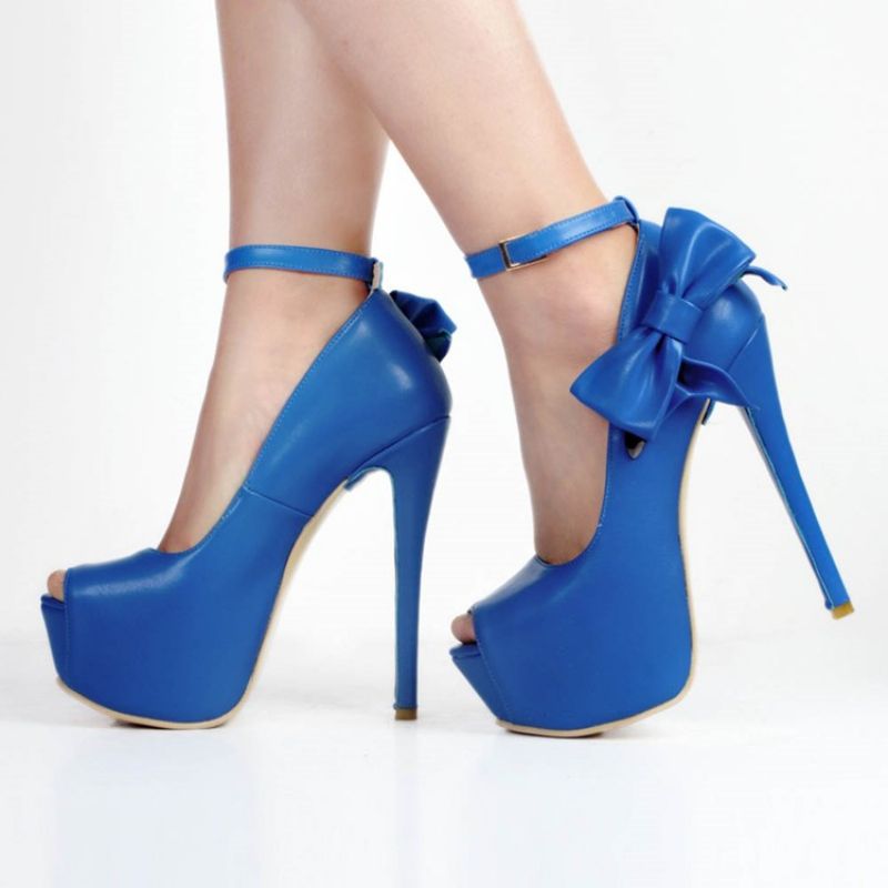 Peep Toe Απλό Stiletto Pumps Με Bowknot