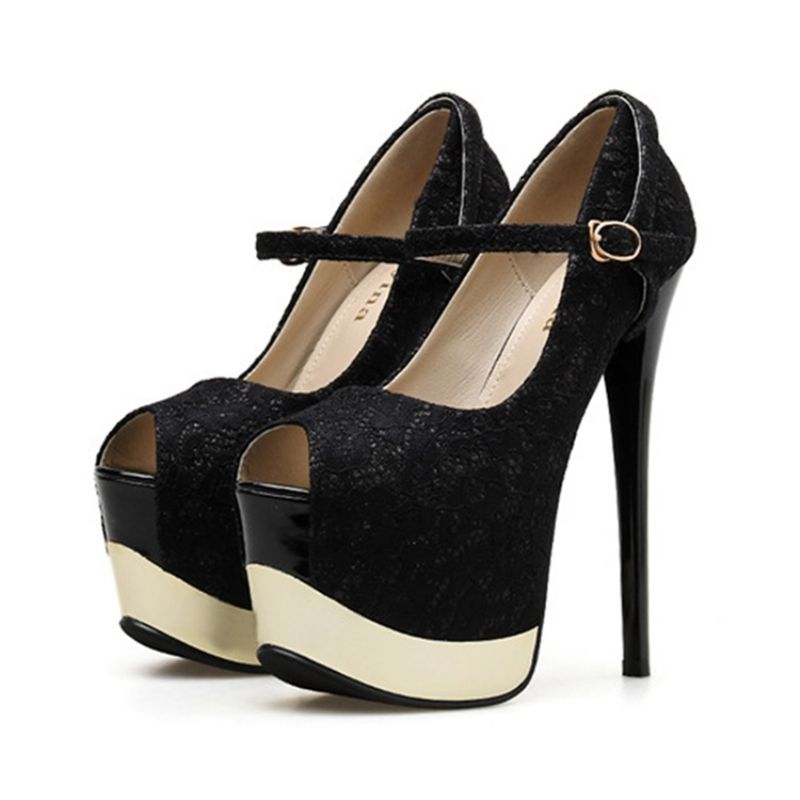 Πλατφόρμα Stiletto Heel Peep Toe Buckle Γυναικεία Παπούτσια Prom