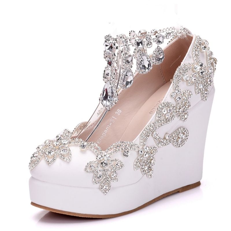 Rhinestone Chain Platform Wedge Heel Παπούτσια Prom