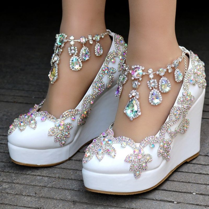 Rhinestone Chain Platform Wedge Heel Παπούτσια Prom