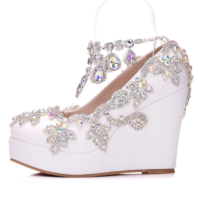 Rhinestone Chain Platform Wedge Heel Παπούτσια Prom