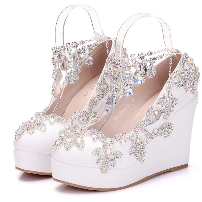 Rhinestone Chain Platform Wedge Heel Παπούτσια Prom