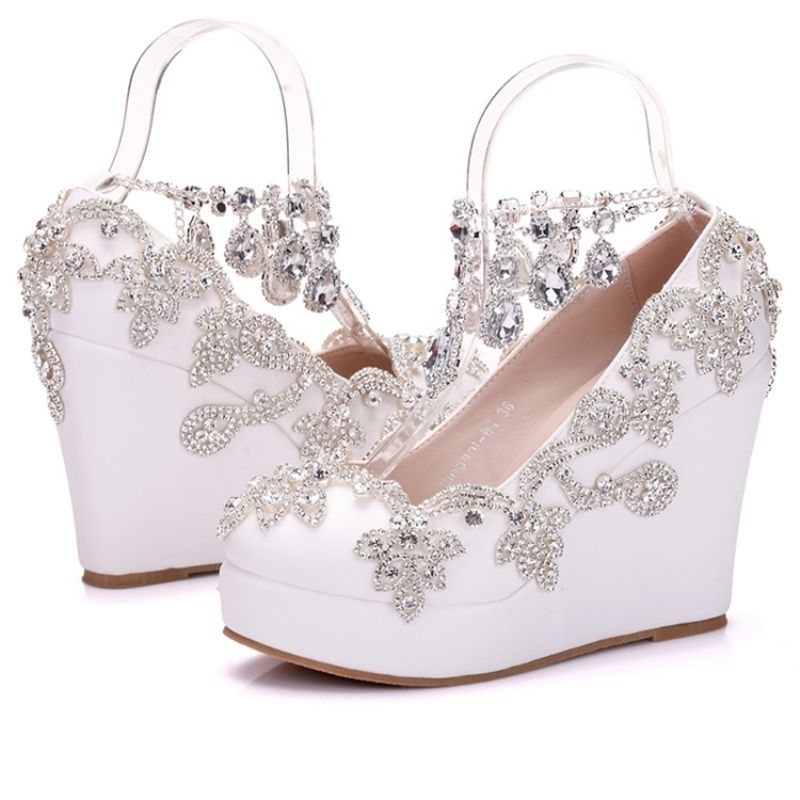 Rhinestone Chain Platform Wedge Heel Παπούτσια Prom