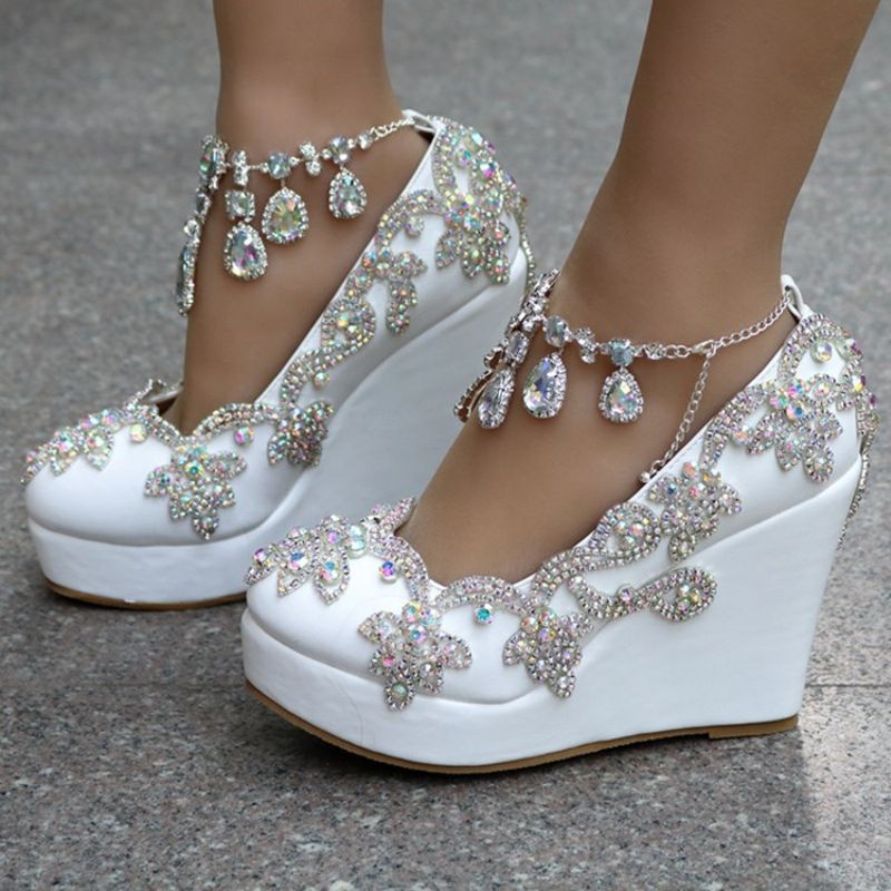 Rhinestone Chain Platform Wedge Heel Παπούτσια Prom