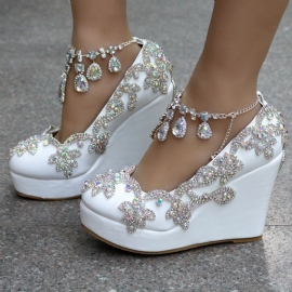 Rhinestone Chain Platform Wedge Heel Παπούτσια Prom