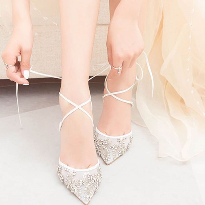 Rhinestone Stiletto Heel Μυτερό Γυναικεία Παπούτσια Prom