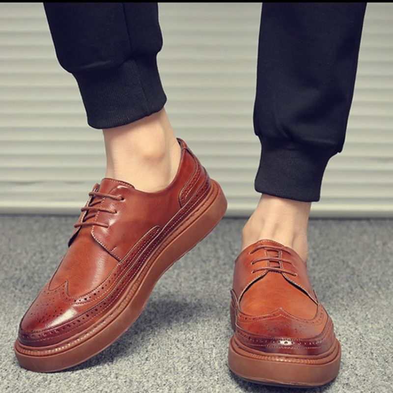 Ανδρικά Άνετα Παπούτσια Pu Hollow Round Toe Lace-Up