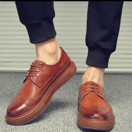 Ανδρικά Άνετα Παπούτσια Pu Hollow Round Toe Lace-Up