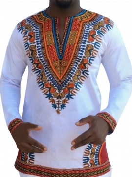 Αφρικανική Μόδα Dashiki Με V-Neck Loose Ανδρικό T-Shirt