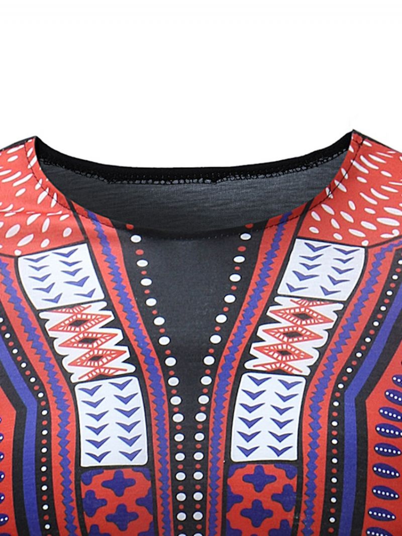 Ανδρικό Μπλουζάκι Με Σέσουλα African Fashion Dashiki Print Slim Fit