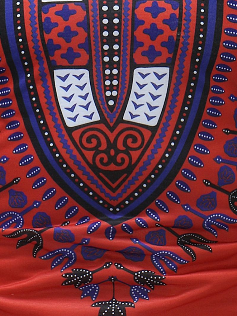 Ανδρικό Μπλουζάκι Με Σέσουλα African Fashion Dashiki Print Slim Fit