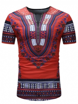 Ανδρικό Μπλουζάκι Με Σέσουλα African Fashion Dashiki Print Slim Fit