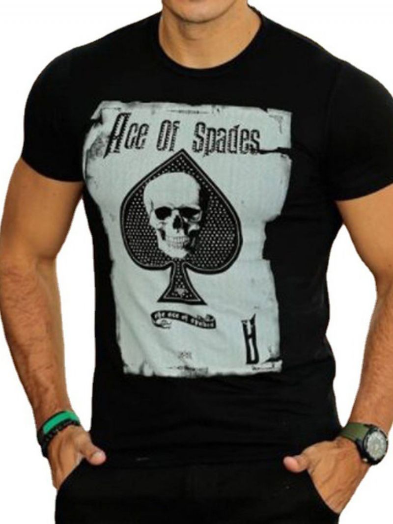 Ανδρικό Slim T-Shirt Με Στρογγυλή Λαιμόκοψη Με Στάμπα Skull