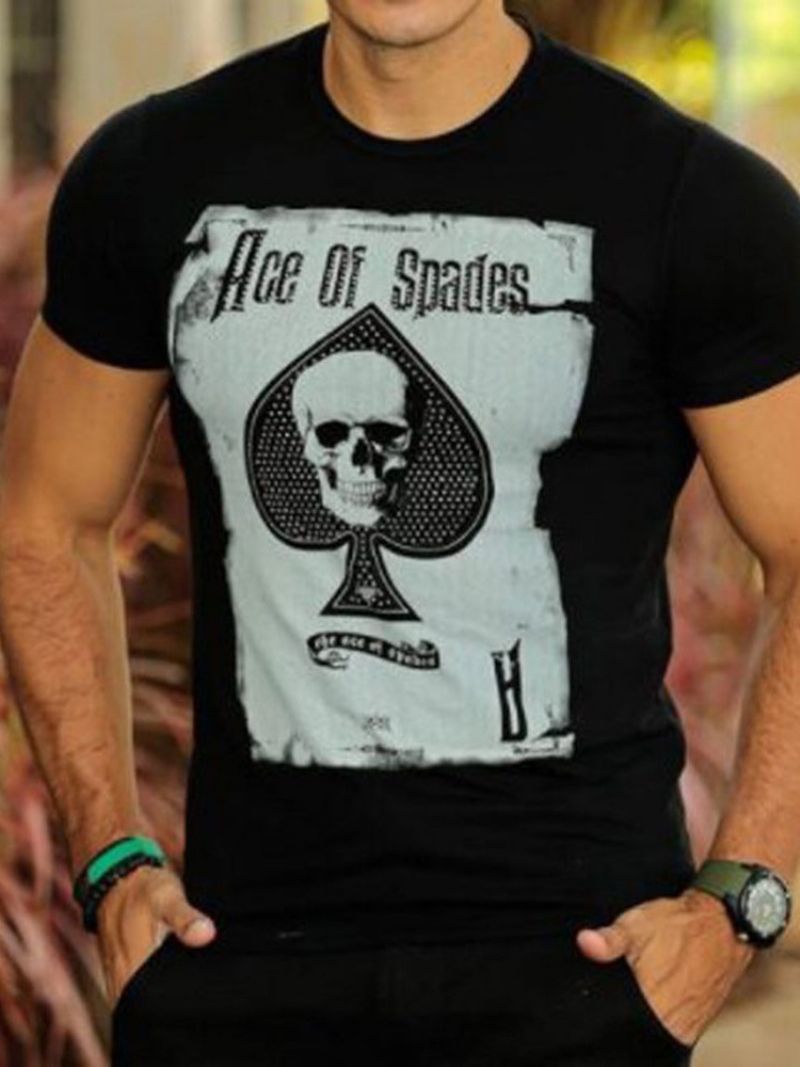 Ανδρικό Slim T-Shirt Με Στρογγυλή Λαιμόκοψη Με Στάμπα Skull