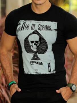 Ανδρικό Slim T-Shirt Με Στρογγυλή Λαιμόκοψη Με Στάμπα Skull