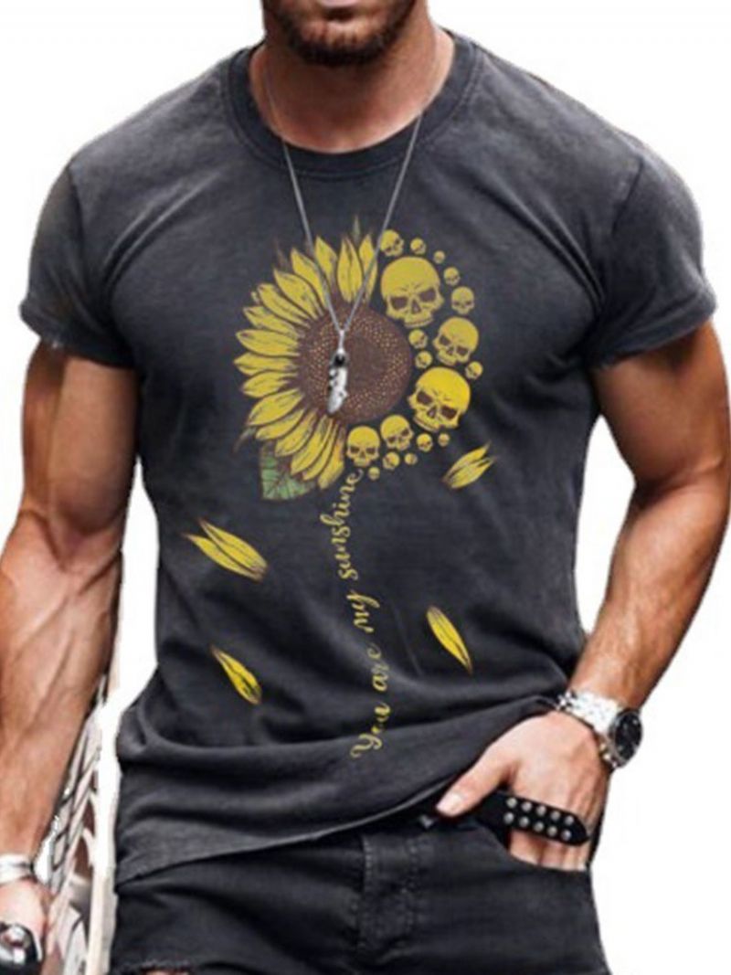 Εκτύπωση Casual Floral Ανδρικό T-Shirt Με Κοντό Μανίκι