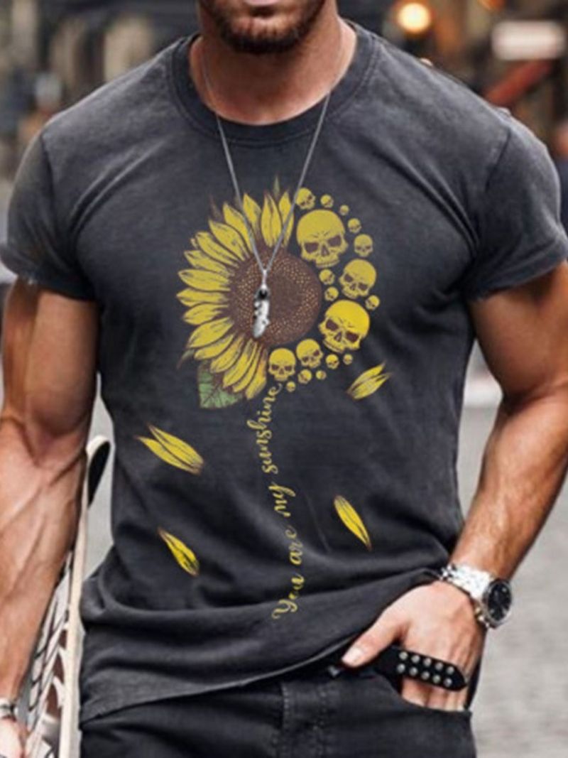 Εκτύπωση Casual Floral Ανδρικό T-Shirt Με Κοντό Μανίκι