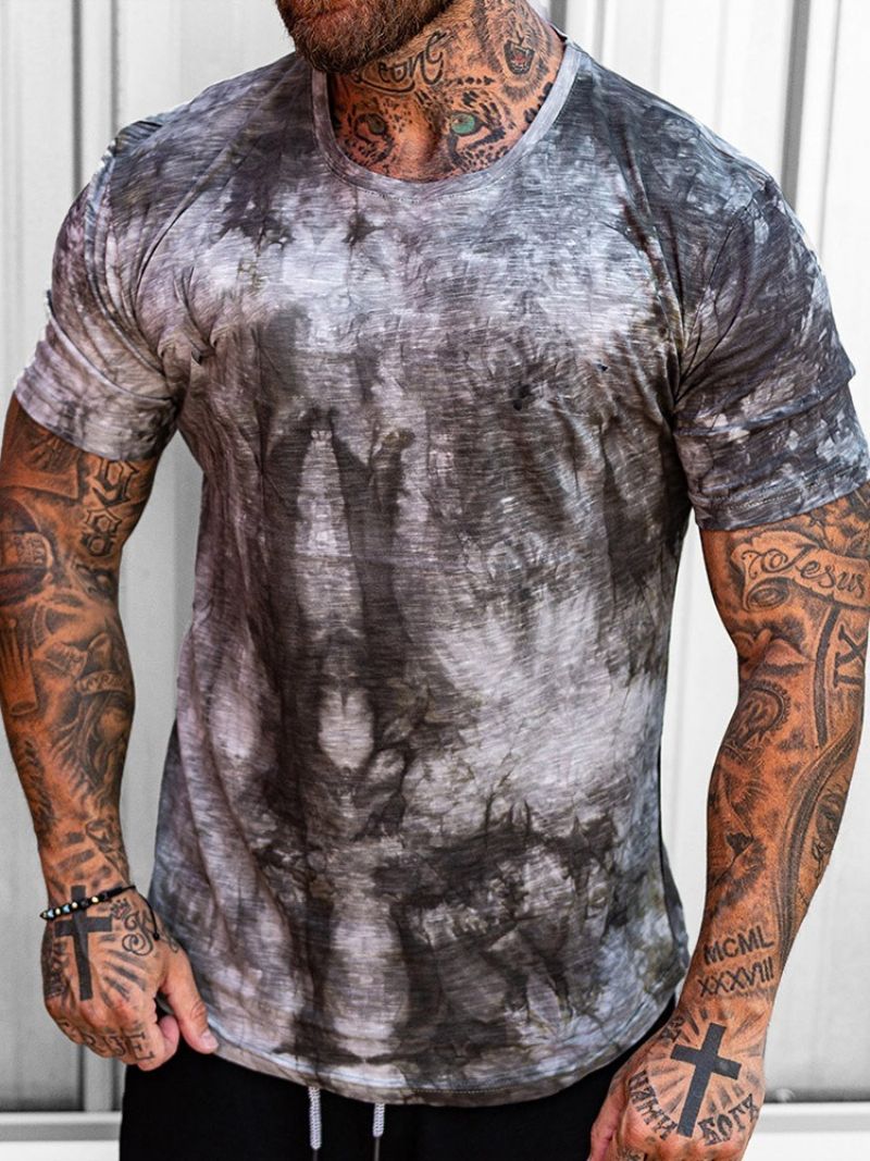 T-Shirt Με Στρογγυλή Λαιμόκοψη Tie-Dye Casual Slim Pullover T-Shirt