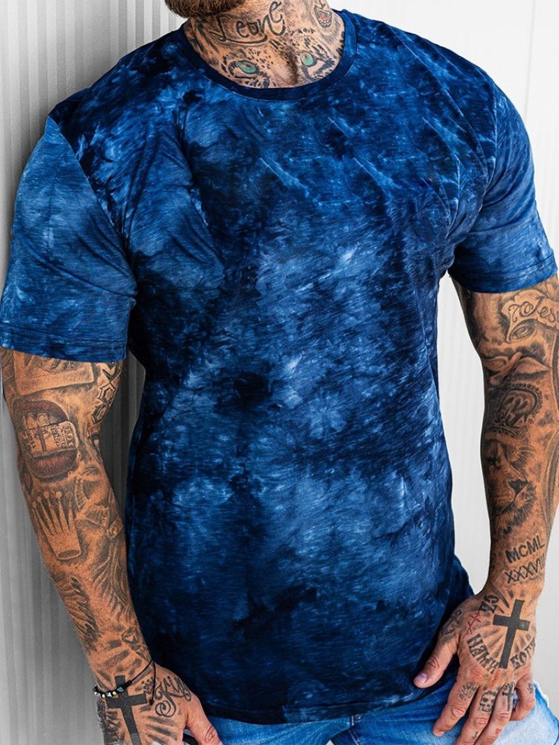 T-Shirt Με Στρογγυλή Λαιμόκοψη Tie-Dye Casual Slim Pullover T-Shirt