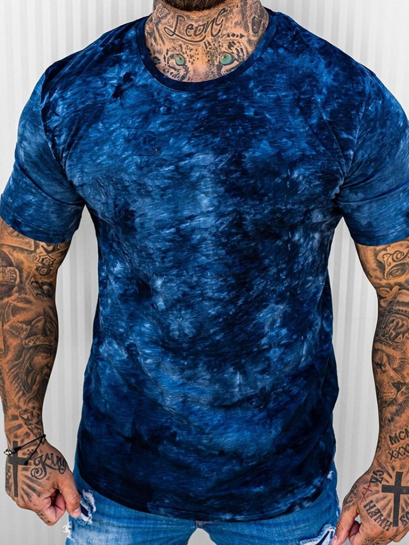 T-Shirt Με Στρογγυλή Λαιμόκοψη Tie-Dye Casual Slim Pullover T-Shirt