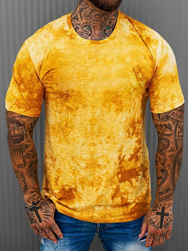 T-Shirt Με Στρογγυλή Λαιμόκοψη Tie-Dye Casual Slim Pullover T-Shirt