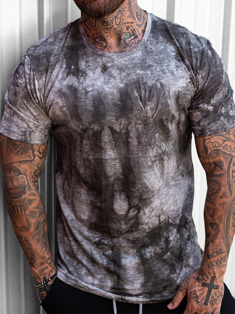 T-Shirt Με Στρογγυλή Λαιμόκοψη Tie-Dye Casual Slim Pullover T-Shirt