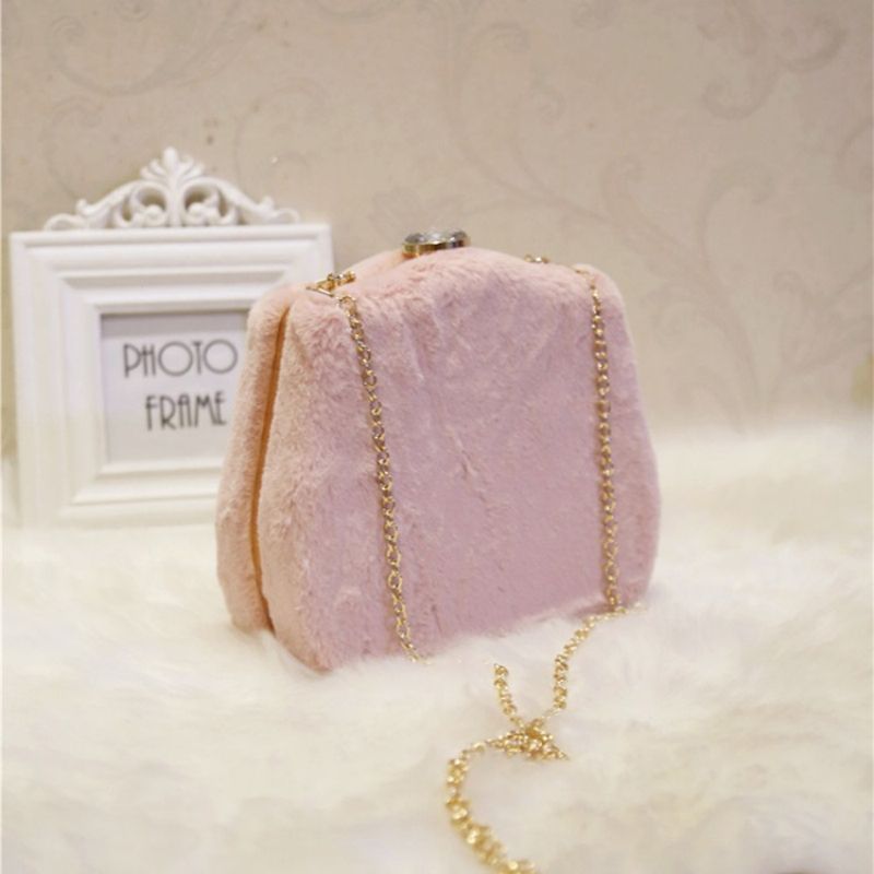 Chain Rabbit Hair Clutches & Evening Bags