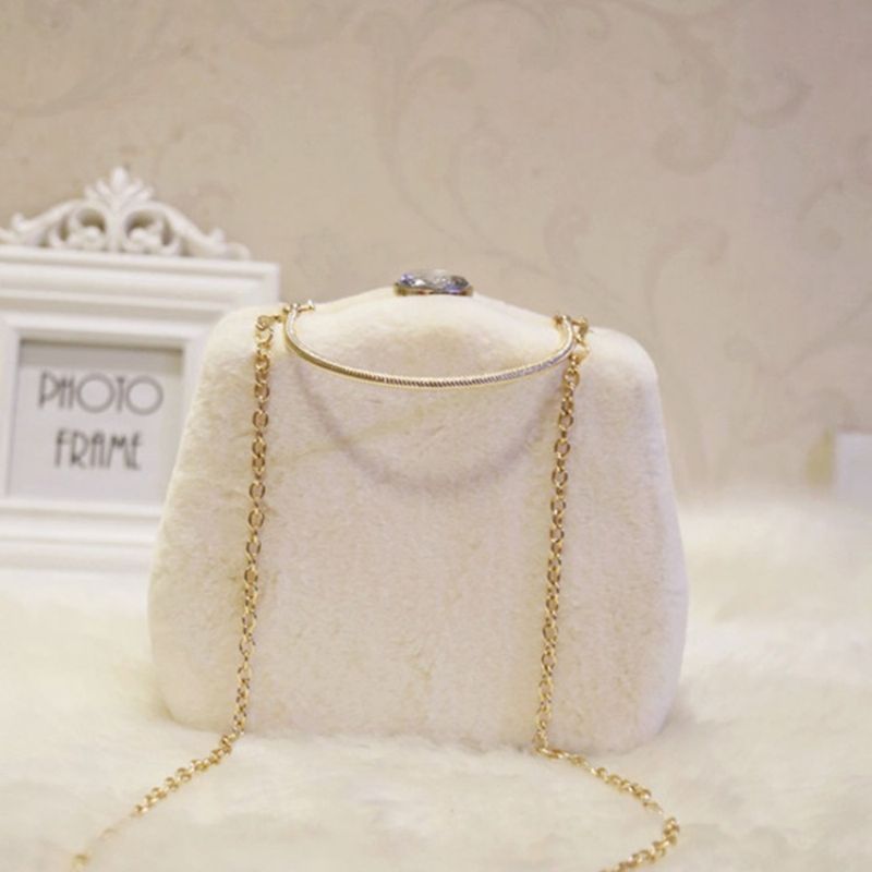 Chain Rabbit Hair Clutches & Evening Bags