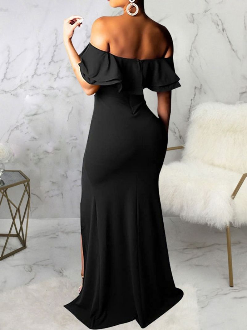 Falbala Κοντομάνικο Off Shoulder Mermaid Απλό Maxi Φόρεμα