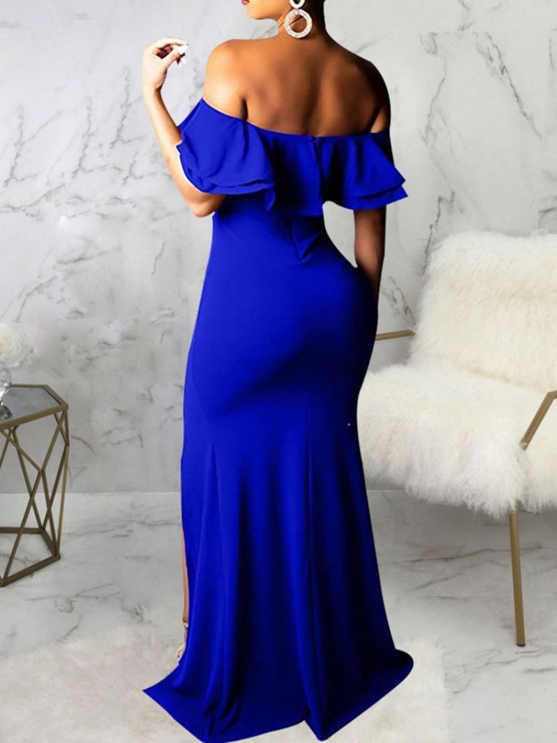 Falbala Κοντομάνικο Off Shoulder Mermaid Απλό Maxi Φόρεμα